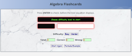 Algebra flashcards