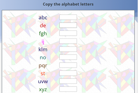 Alphabet typing activity