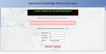 General knowledge flashcards